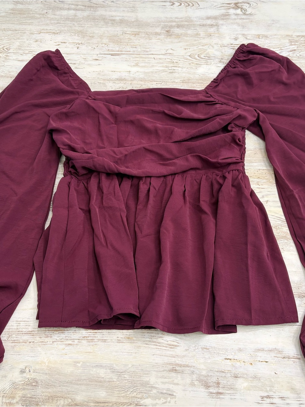 SHEIN Off-Shoulder Peplum Top - Burgundy